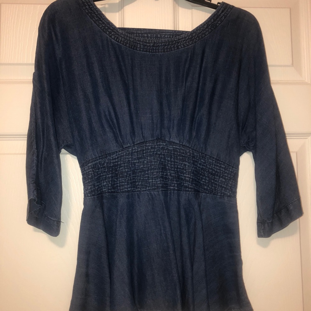 Boutique open back chambray shirt
